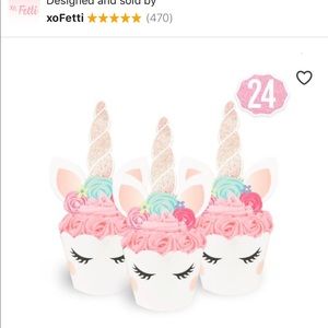 Unicorn cake topper 24 ct